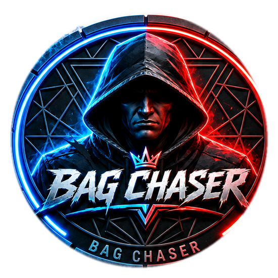 Official BagChaser hooded emblem with blue and red lighting